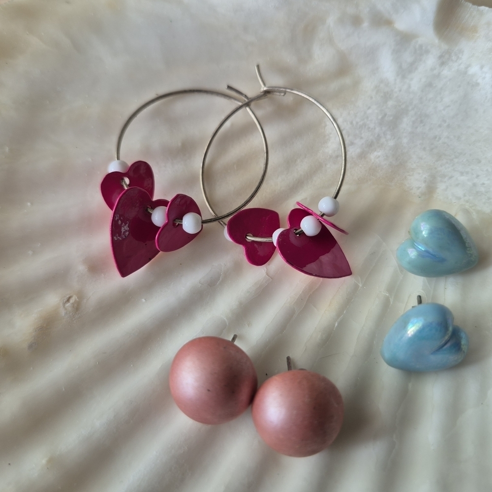 Pink Heart Hoop Earrings